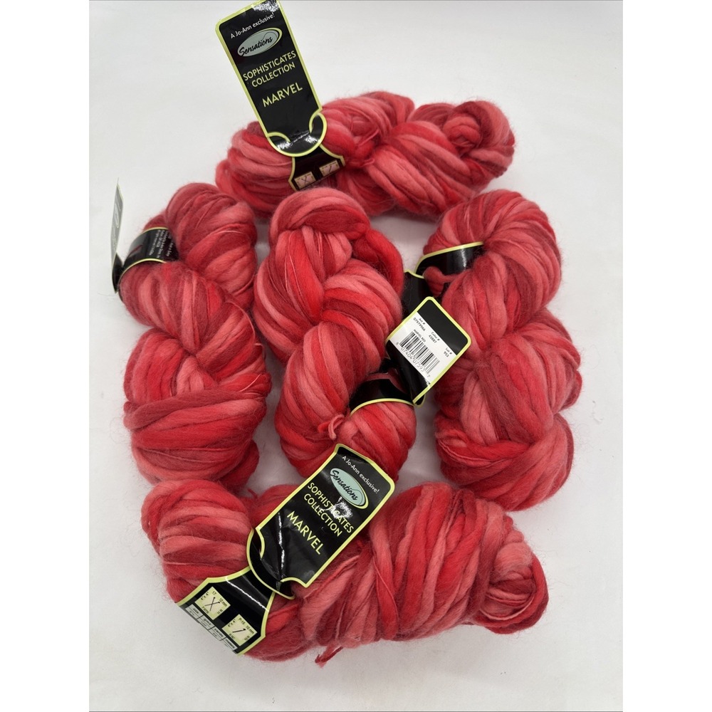 Sensations Sophisticates Collection Marvel Red 100% Wool Chunky New Lot Of 5